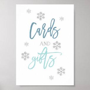 Silver Glitter Snöflingor Kort- och presentkort Poster