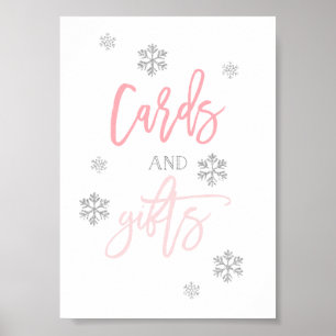 Silver Glitter Snöflingor   Kort- och presentkort Poster