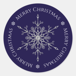 Silver Glitter Snowflake God jul Runt Klistermärke