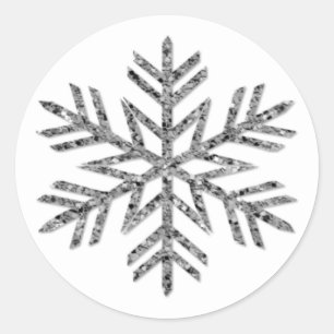 Silver Glitter Snowflake-julen Helgdag Runt Klistermärke