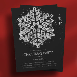 Silver Glitter Snowflake-julen Party Black Inbjudningar