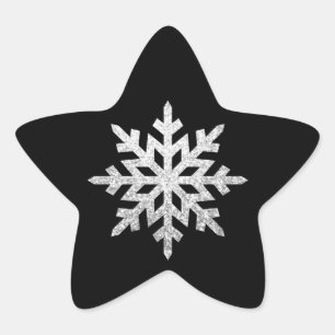 Silver Glitter Snowflake Stjärnformat Klistermärke