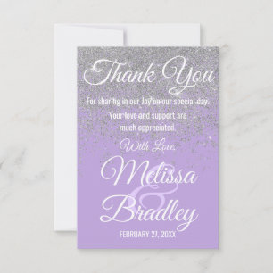 Silver Glitter Sparkles Lavender Tack Kort