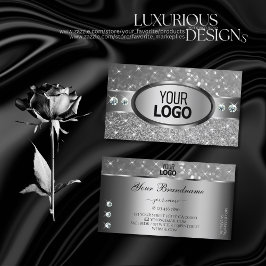 Silver Glitter Stars Diamonds lägger till Logotyp  Visitkort