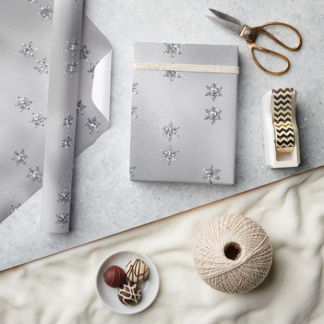 Silver Glitter Stars jul - Helgdag Presentpapper (Hantverk)