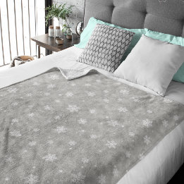 Silver Glitter Stars Snöflingor Fleece Blanket