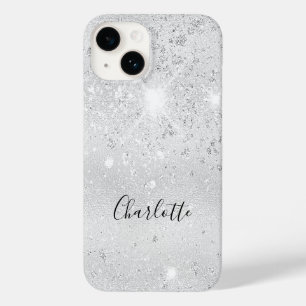 Silver glitter stoftmonogram namn metalliska produ