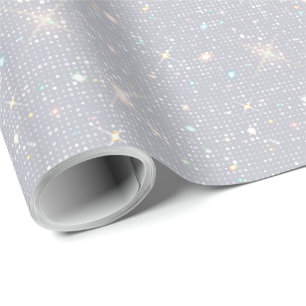Silver Glitter Struktur White Sparkling Diamond Presentpapper