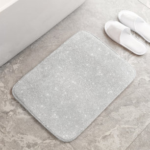 Silver Glitter Struktur White Sparkling Shiny Badrumsmatta