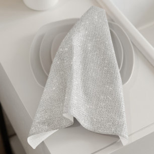 Silver Glitter Struktur White Sparkling Shiny Kökshandduk