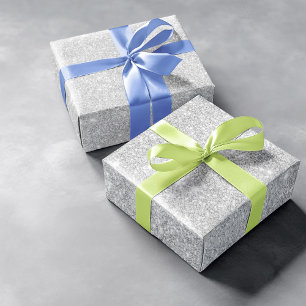 Silver Glitter Struktur White Sparkling Shiny Presentpapper