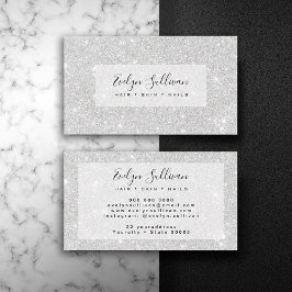 Silver Glitter Struktur White Sparkling Shiny Visitkort
