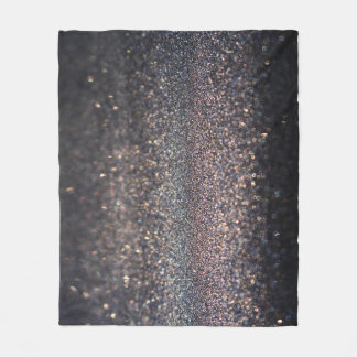 Silver Glitter: Svart bokeh-jul Fleecefilt