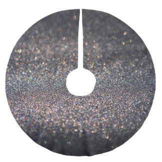 Silver Glitter: Svart bokeh-jul Julgransmatta Borstad Polyester