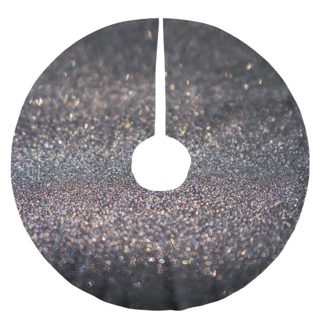 Silver Glitter: Svart bokeh-jul Julgransmatta Borstad Polyester (Framsidan)