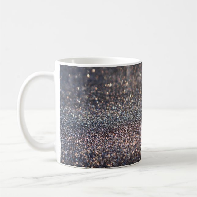 Silver Glitter: Svart bokeh-jul Kaffemugg (Vänster)