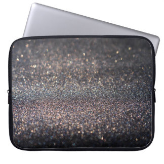Silver Glitter: Svart bokeh-jul Laptop Fodral
