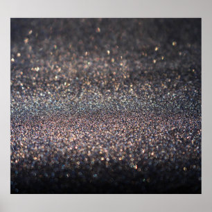Silver Glitter: Svart bokeh-jul Poster