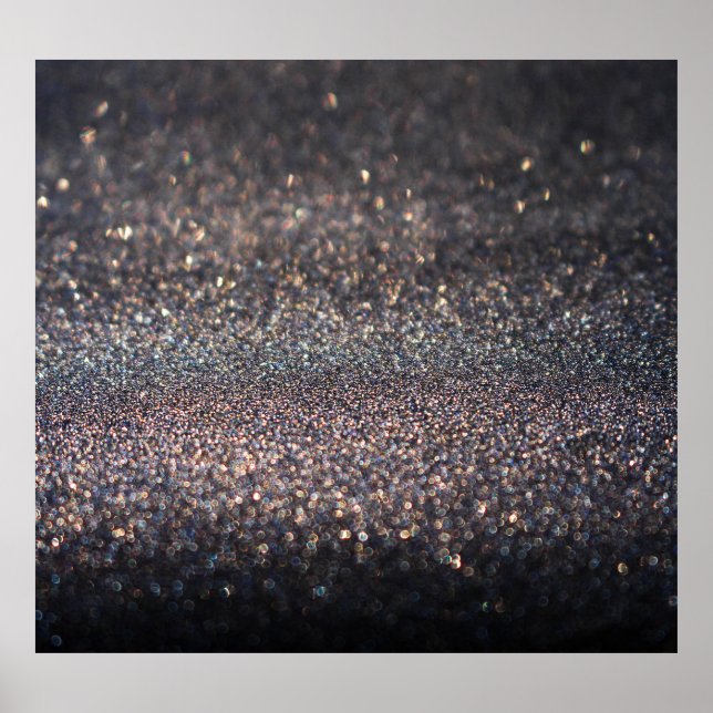 Silver Glitter: Svart bokeh-jul Poster (Framsidan)