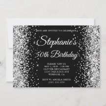 Silver Glitter Svart Monogram 50-årsdag