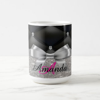 Silver glitter svart monogramelektronik Bag Kaffemugg