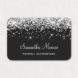 Silver Glitter Svart Namnbricka