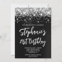 Silver Glitter Svart Ombre Fet 21-årsdag