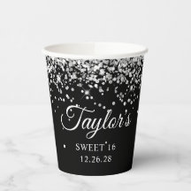 Silver Glitter Svart Sweet 16