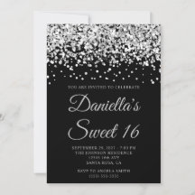 Silver Glitter Svart Sweet 16