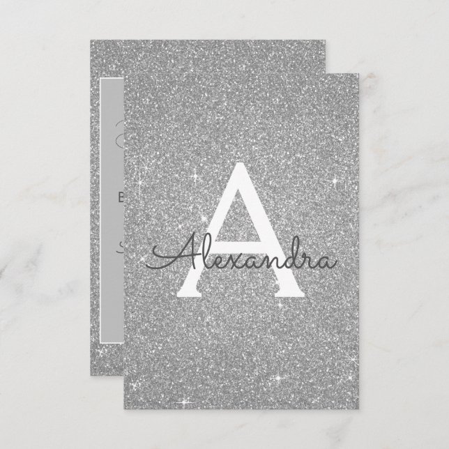 Silver Glitter Sweet 16 Spara datumet Inbjudningar (Fram/baksida)