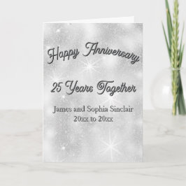 Silver Glitter Texture 25th Wedding Anniversary Kort