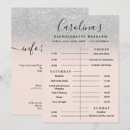 Silver glitter-tidslinjen bachelorette helg inbjudningar