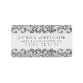 Silver Glitter Titta Bröllop Adressetikett