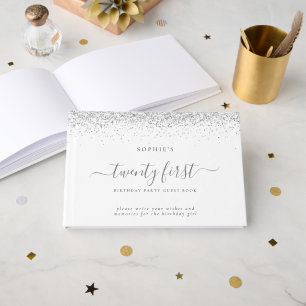 Silver Glitter tjugoförsta Födelsedagsfesten Gästböcker