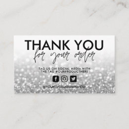 Silver Glitter Trendig Salon Tack Visitkort