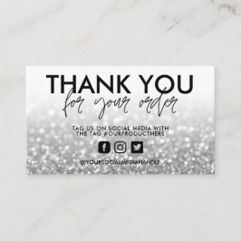 Silver Glitter Trendig Salon Tack Visitkort
