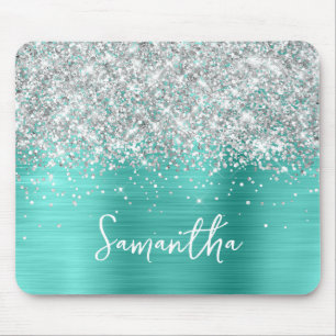 Silver Glitter Turquoise Glam Namn Musmatta