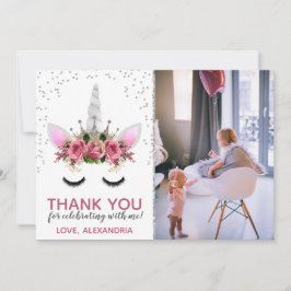 Silver Glitter Unicorn Princess Tack Inbjudningar