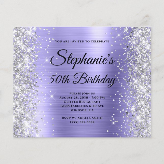 Silver Glitter Vinranka Folie 50-årsfirande Flygblad (Framsidan)
