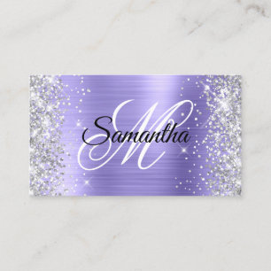 Silver Glitter Vinranka Folie Fancy Monogram Visitkort