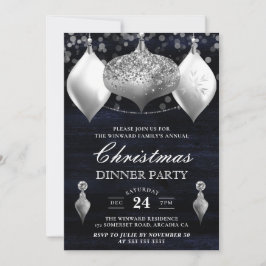 Silver Glitter Winter Baubles Juldager Inbjudningar