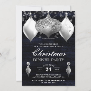 Silver Glitter Winterkulor Julgransprydnader Julmi Inbjudningar