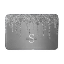 Silver Glitterdroppar Gnistrar Monogramnamn