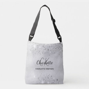 Silver glittermonogram initialer namn axelväska