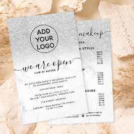 Silver glitterpriser logotyp marmor Vi är öppna Flygblad