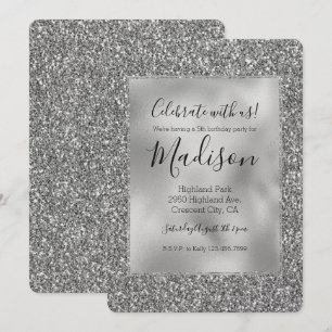Silver Glitz Glam Glitter Gnistra Inbjudningar