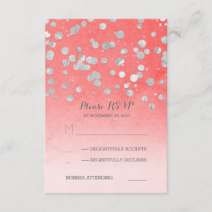 silver glitz rosa bröllop OSA korall Kort
