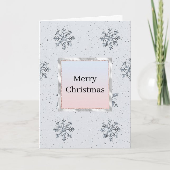 Silver Glitz Snowflakes Christmas Ombre Kort (Framsida)