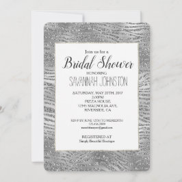 Silver Glitz Zebra tryck Möhippa Inbjudningar