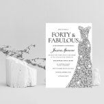 Silver Gnistra 40 & Fabulous 40:e födelsedagen Inbjudningar<br><div class="desc">Silver Gnistra Dress 40 & Fabulous 40 Birthday Inbjudan Variations till inbjudan och matchande artiklar i vår butik</div>